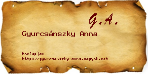 Gyurcsánszky Anna névjegykártya